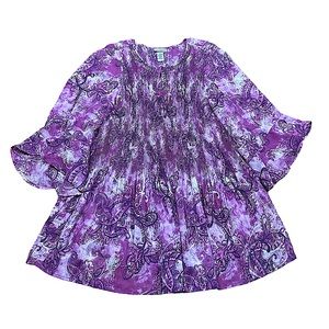 CATHERINE’S: Womens Plus Purple Scoop Neck Embellished Beaded Blouse -Size 3X